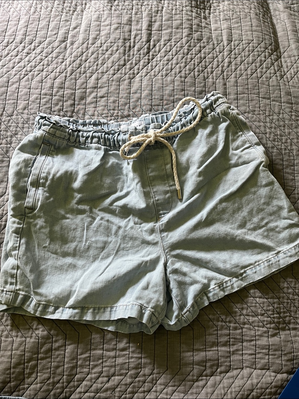 LOFT Light Blue Drawstring Jean-Style Shorts